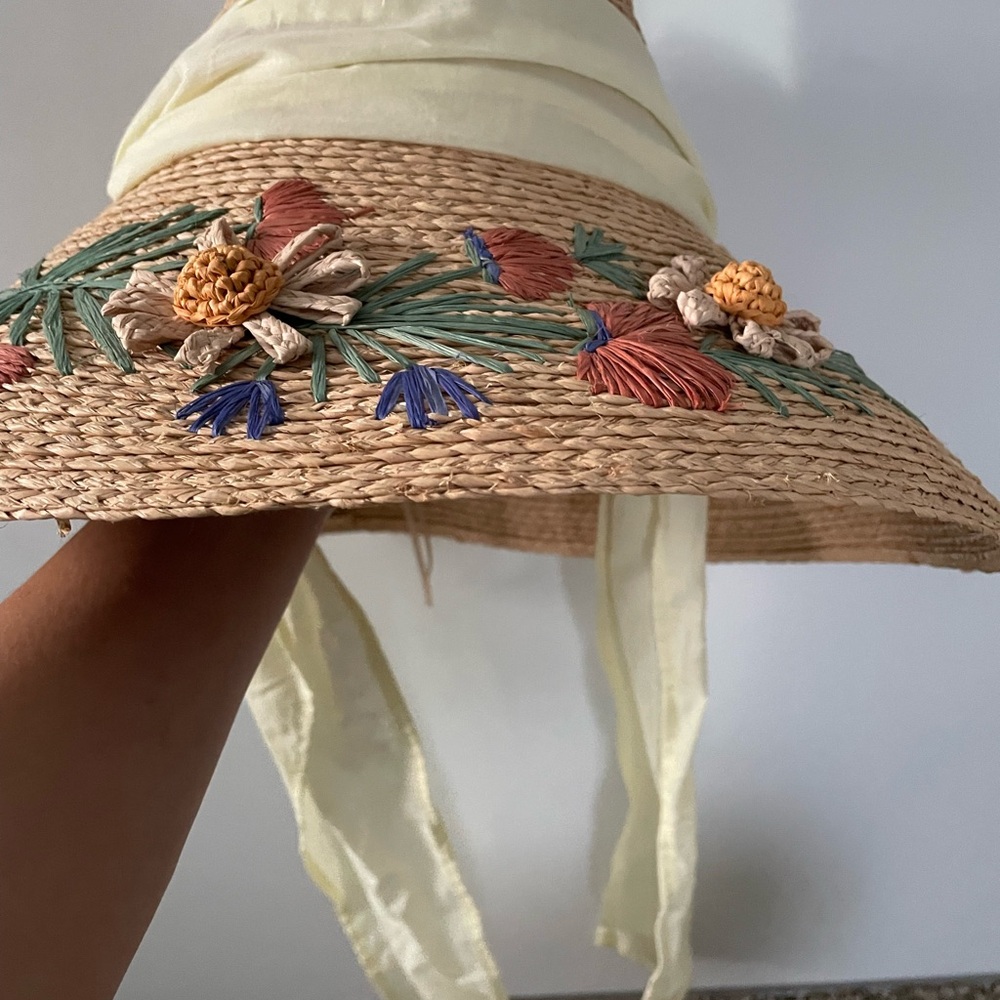 Lele Sadoughi Floral Embroidered Straw Sun Hat